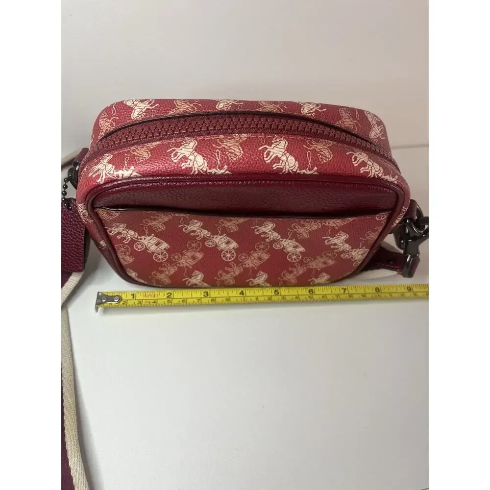 COACH Red Camera Mini Bag 16 Horse Carriage Rainbow Crossbody NWT $336 Sm. Flaw